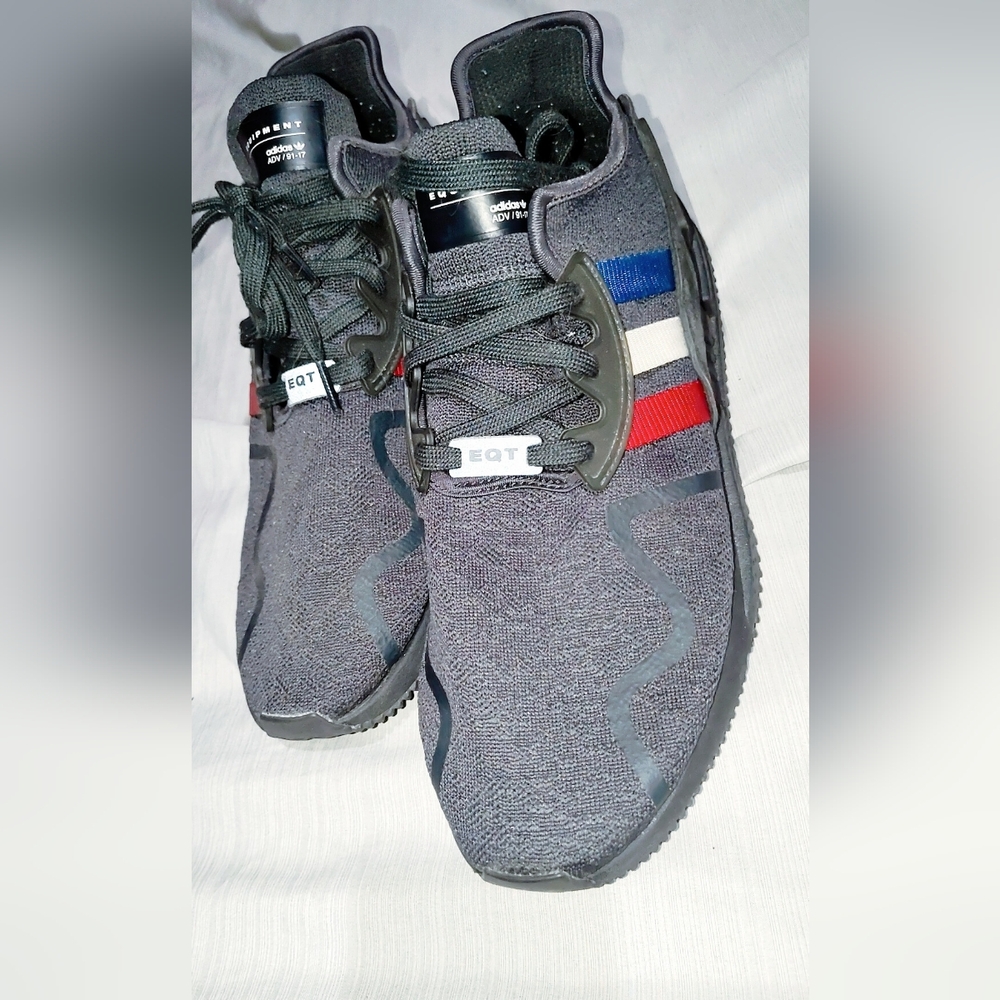 Adidas EQT Shoes with Red and Blue Accents
